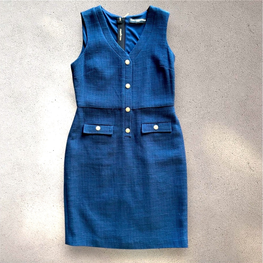 Elegant Blue Karl Lagerfeld Tweed Dress - MINT!!